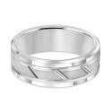 Men's White Tungsten Carbide Ring, 8mm Diamond-Cut Wedding Band