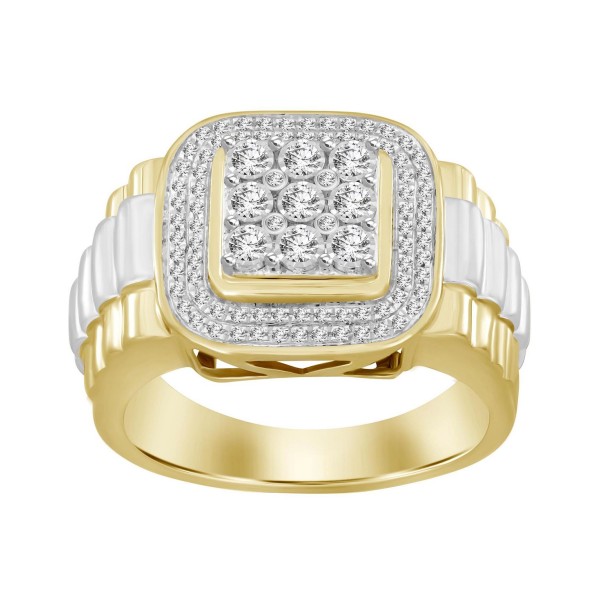 Men's Diamond (1/4 ctt.w.) Ring in 10k Yellow and White Gold