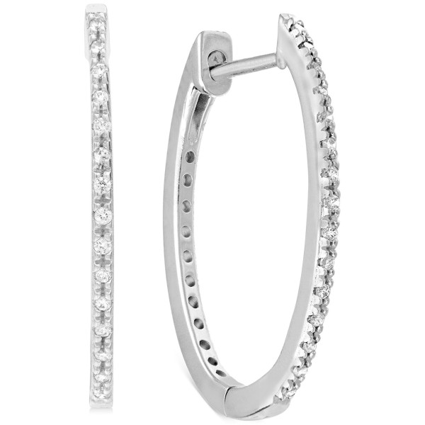 Diamond Small Skinny Hoop Earrings (1/10 ct) in 10k White Gold, 0.75