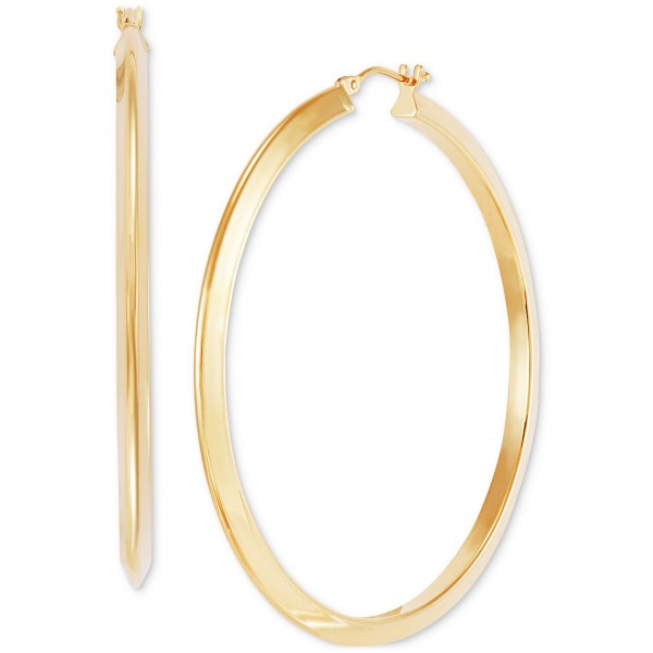 Polished Tube Medium Round Hoop Earrings in 14k Gold, 1-3/4