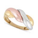 Polished Twist Ring in 10k Tricolor Gold