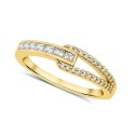 Cubic Zirconia (0.5 ctt.w.) Band and Loop Ring in 18K Gold Plated Brass