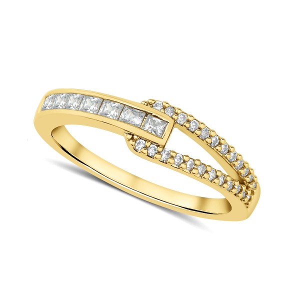 Cubic Zirconia (0.5 ctt.w.) Band and Loop Ring in 18K Gold Plated Brass