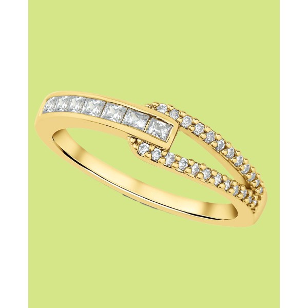 Cubic Zirconia (0.5 ctt.w.) Band and Loop Ring in 18K Gold Plated Brass