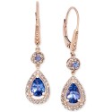 Diamond (1/3 ct) Teardrop Halo Drop Earrings in 14k Rose Gold