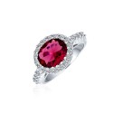 Simulated Red Garnet Statement Fashion Ring