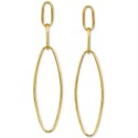 Open Link Long Dangle Drop Earrings in 14k Gold