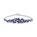 Sapphire (6 ct) & Diamond (1/4 ct) Statement Bracelet in 14k White Gold