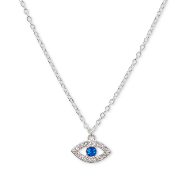 Silver-Tone Crystal Pendant Necklace, 16