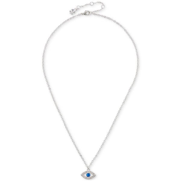 Silver-Tone Crystal Pendant Necklace, 16