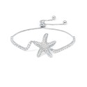 Silver Plate Cubic Zirconia Starfish Adjustable Bracelet