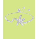 Silver Plate Cubic Zirconia Starfish Adjustable Bracelet