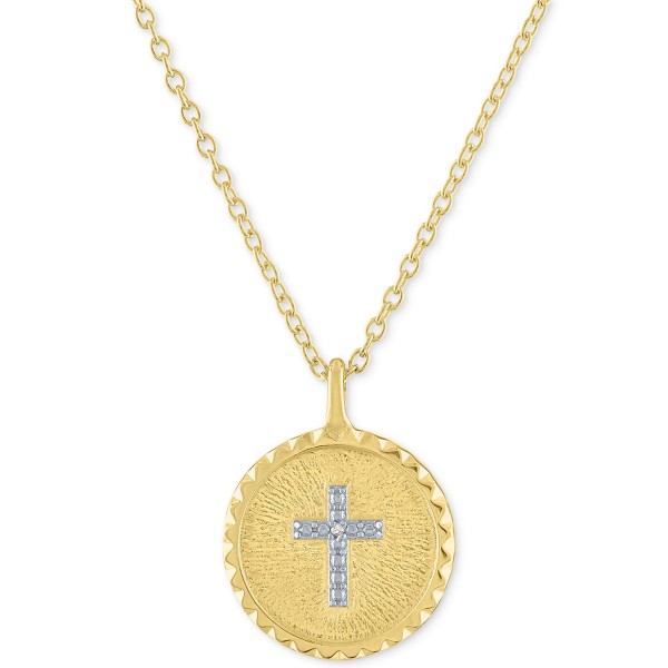 Cross Disc Pendant Necklace in 14k Gold-Plated, 16