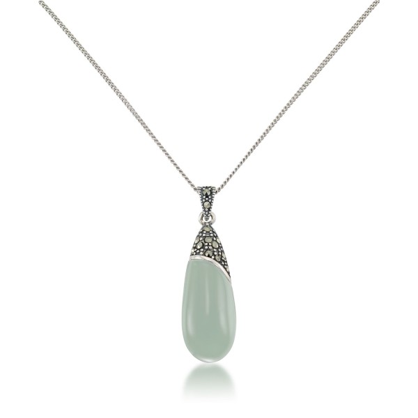 Jade Elongated Pendant and a Curb Chain