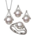 3-Pc. (7 & 8mm) Pendant Necklace, Stud Earrings & Ring