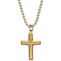 Yellow Ion Plated Stainless Steel Necklace, Diamond Accent Cross Pendant