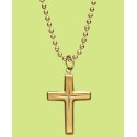 Yellow Ion Plated Stainless Steel Necklace, Diamond Accent Cross Pendant