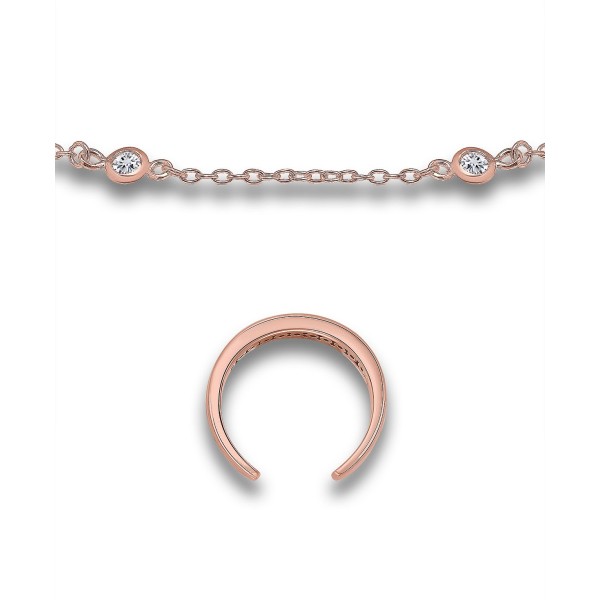 Cubic Zirconia Channel Set 18K Rose Gold and Gold Over Silver