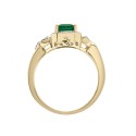 Emerald and White Sapphire Ring in 14K Gold Over Sterling Silver