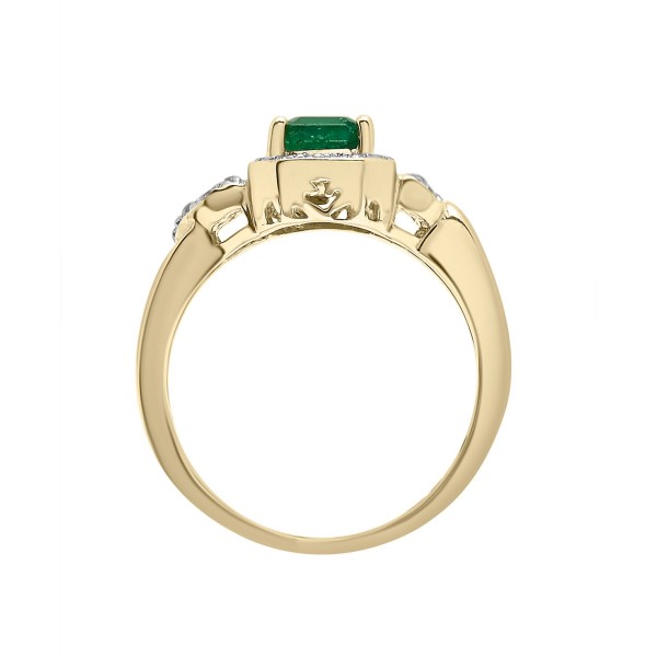 Emerald and White Sapphire Ring in 14K Gold Over Sterling Silver