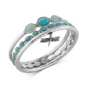 Bracelet Set, Silver-Tone Turquoise Dragonfly Bangle Bracelets