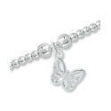 Bead Butterfly Charm Bracelet in Silver Plate