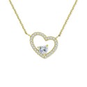 Cubic Zirconia Heart Pendant Necklace, 16