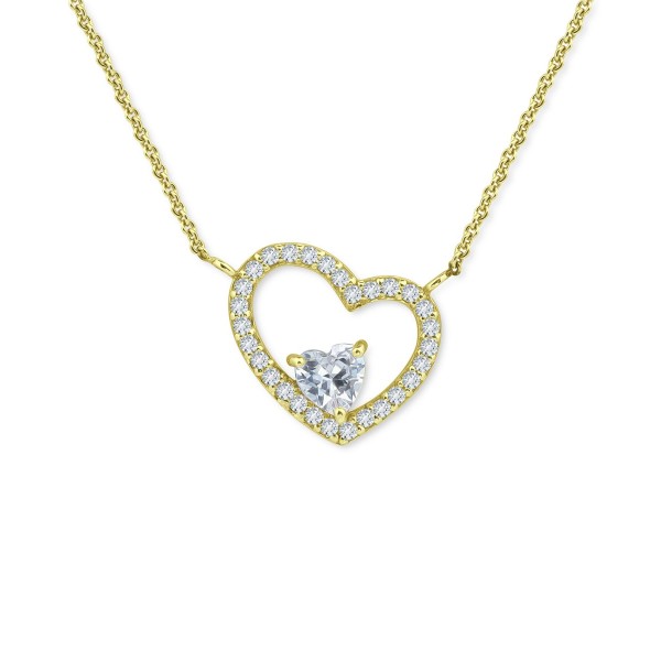 Cubic Zirconia Heart Pendant Necklace, 16