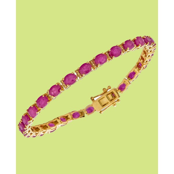 Ruby Tennis Bracelet (14 ct) in 14k Gold-Plated Sterling Silver