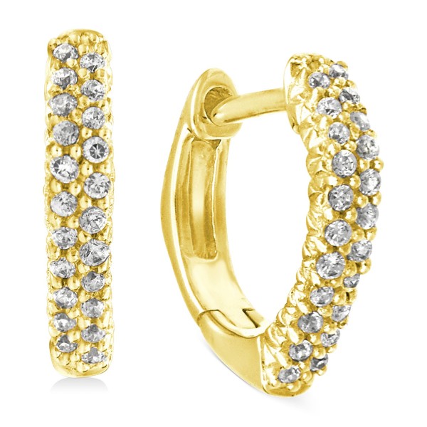 Diamond Square Hoop Earrings (1/6 ct) in 10k Gold