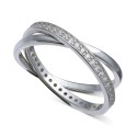 Cubic Zirconia Crisscross Ring in Sterling Silver