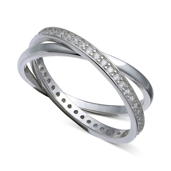 Cubic Zirconia Crisscross Ring in Sterling Silver