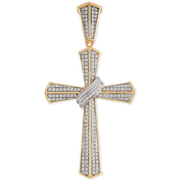 Diamond Cluster Cross Pendant (1/2 ct) in 10k Gold