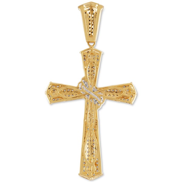 Diamond Cluster Cross Pendant (1/2 ct) in 10k Gold