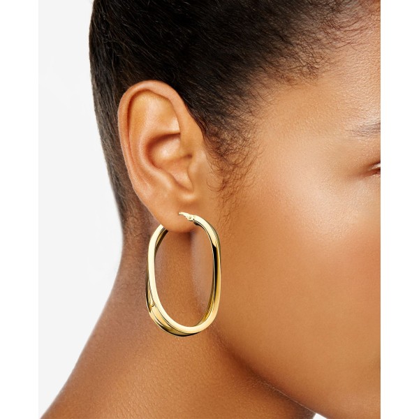 Twisted Oval Hoop Earrings in 14k Gold