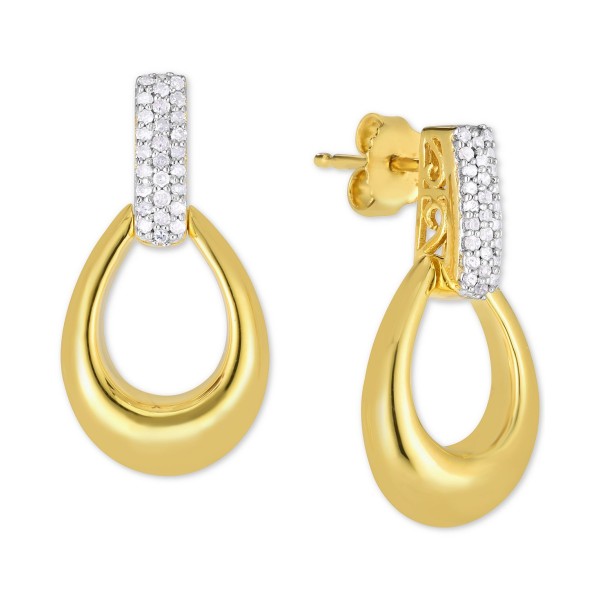 Drop Earrings (1/4 ct) in 14k Gold-Plated Sterling Silver & Rhodium