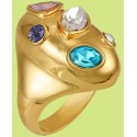 Gold-Tone Multicolor Mixed Crystal Statement Ring