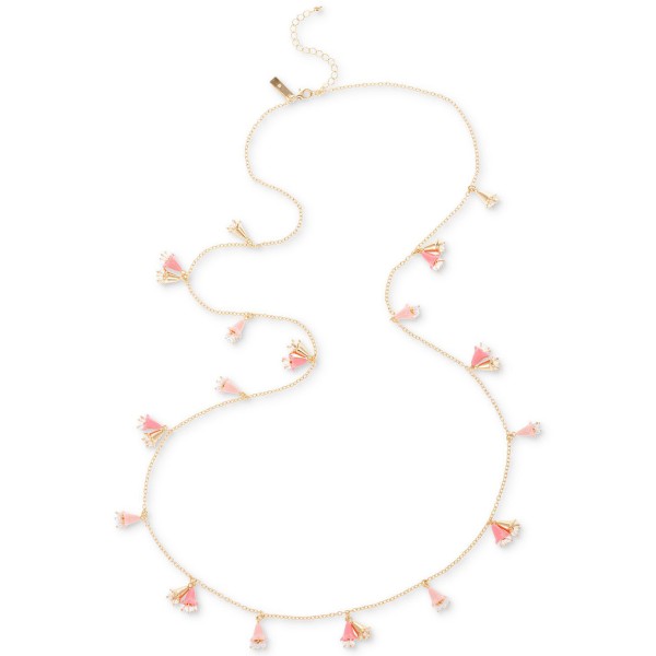 Gold-Tone Pink Bell Long Necklace, 40