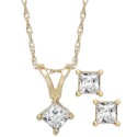 Diamond Pendant Necklace and Earrings Set