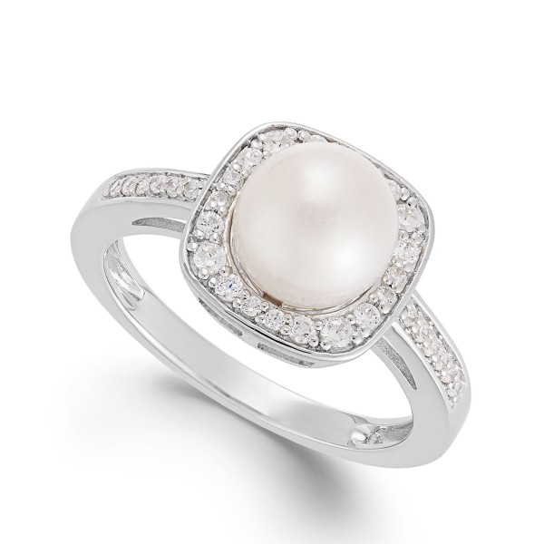 Cultured Freshwater Pearl (8mm) and Diamond (1/4 ct) Ring