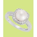 Cultured Freshwater Pearl (8mm) and Diamond (1/4 ct) Ring