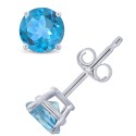 Blue Topaz (1-1/8 ct) Stud Earrings in 14K White or Yellow Gold