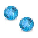 Blue Topaz (1-1/8 ct) Stud Earrings in 14K White or Yellow Gold