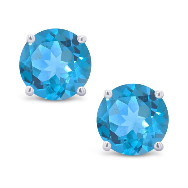 Blue Topaz (1-1/8 ct) Stud Earrings in 14K White or Yellow Gold