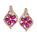 Ruby (1-9/10 ct) & Diamond (1/3 ct) Stud Earrings