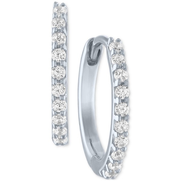 Diamond Extra Small Hoop Earrings (1/10 ct) in 10k White