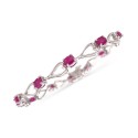 Ruby Heart Link Bracelet (6 ct) in Sterling Silver