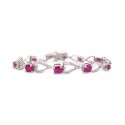 Ruby Heart Link Bracelet (6 ct) in Sterling Silver