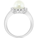 Cultured Freshwater Pearl (7mm) & Diamond (1/20 ct) Halo Ring